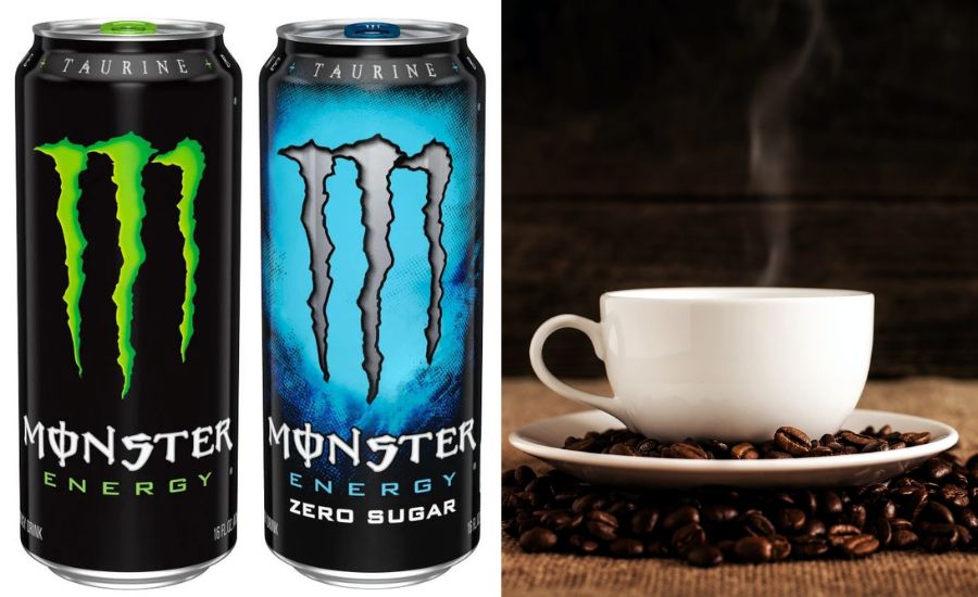 Monster Energy Drink pulsing with the essence of several coffee cups