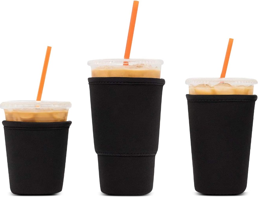 Dunkin' liced coffee in a to-go cup.