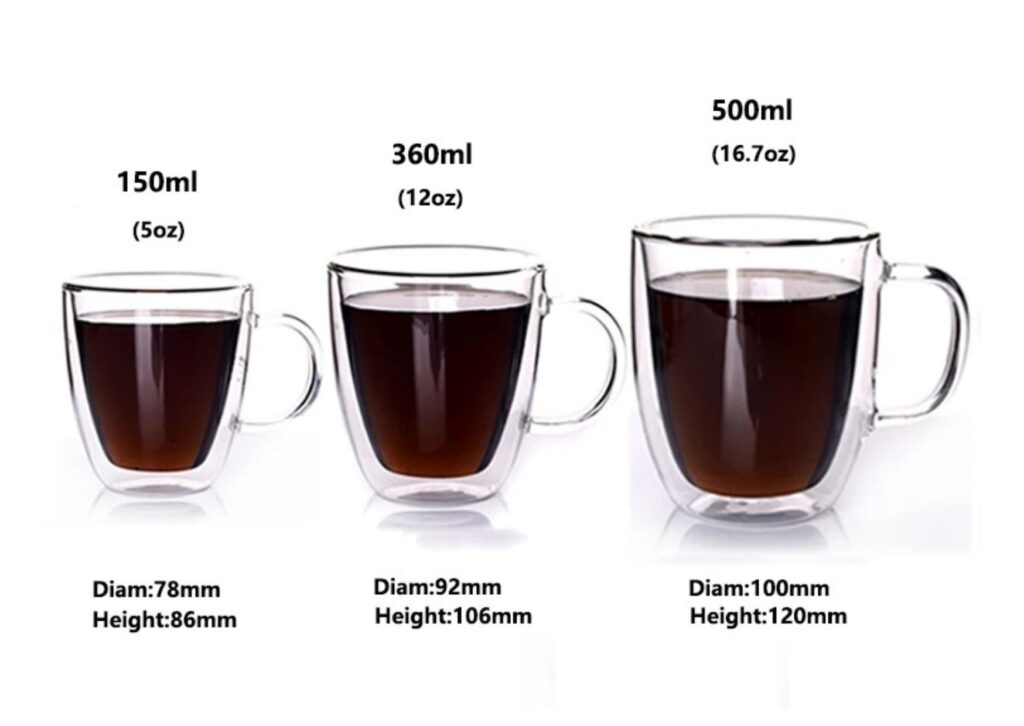 Various types of coffee cups
